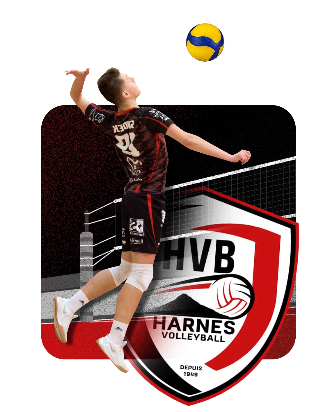 joueur volley harnes et logo